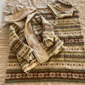 Ralph Lauren Kids Cardigan Set in Cream and Brown